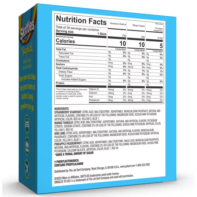 Skittles Drinks Mix Tropical Zero Sugar (USA)