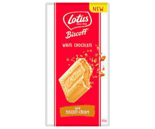 Lotus Biscoff White Chocolate Bar With Biscoff Cream 180g (UK)