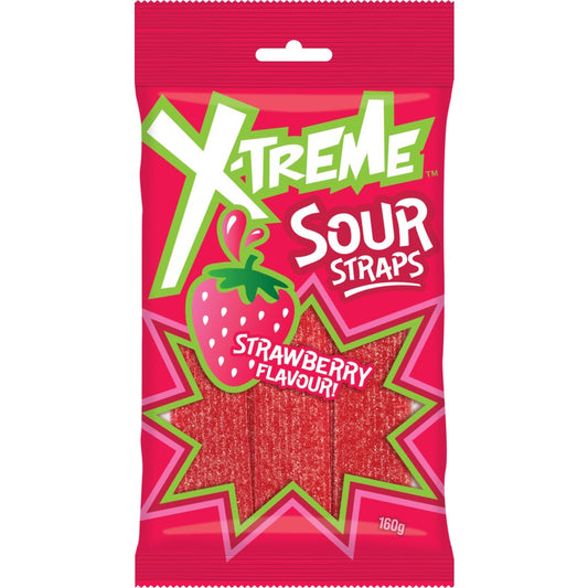 X-Treme Sour Strap Strawberry 160g