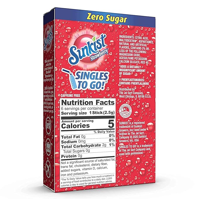 Sunkist Strawberry Zero Sugar Drinks Mix (USA)