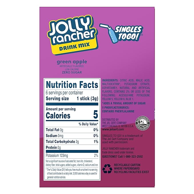 Jolly Rancher Green Apple Zero Sugar Drinks Mix (USA)