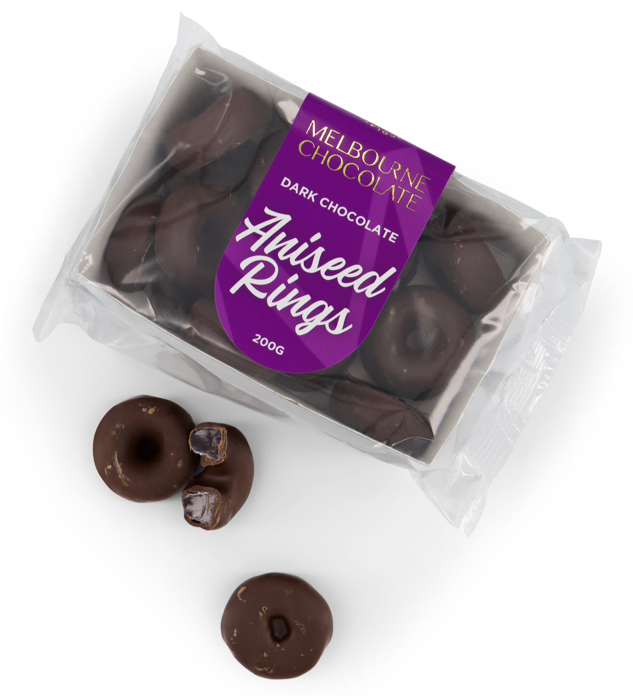 Premium Dark Chocolate Aniseed Rings 200g