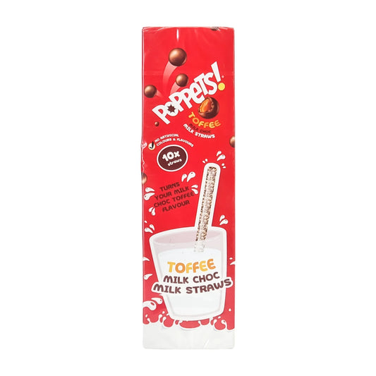 UK Poppets Toffee Milk Choc Straws BB Aug 2025