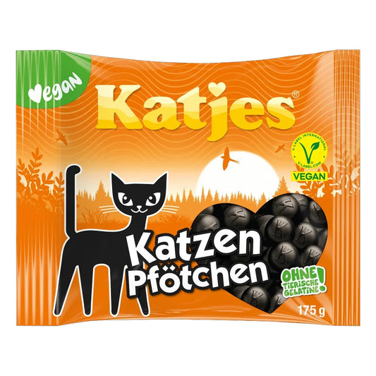 Katjes Katzen Pfötchen /Liquorice Cat Paws (Dutch Licorice) Vegan 175g