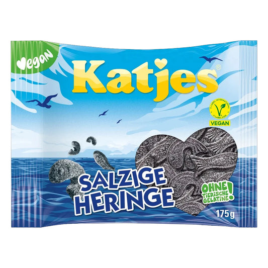 Katjes Salzige Heringe/Salt Liquorice Herrings (Dutch Licorice) Vegan 175g