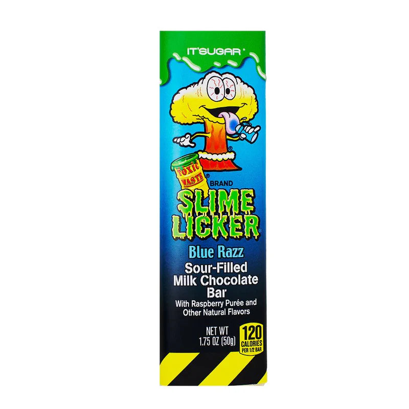 Toxic Waste Slime Licker Blue Razz Sour Filled Milk Chocolate Bar 50g (USA)