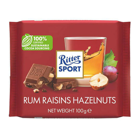 Ritter Sport Rum Raisins Hazelnuts 100g (UK)