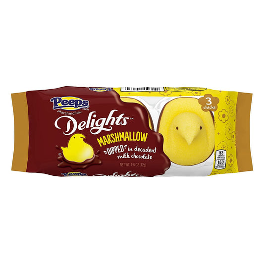 Peeps Delights Milk Chocolate Dipped Yellow Chicks Marshmallow (Pack of 3)