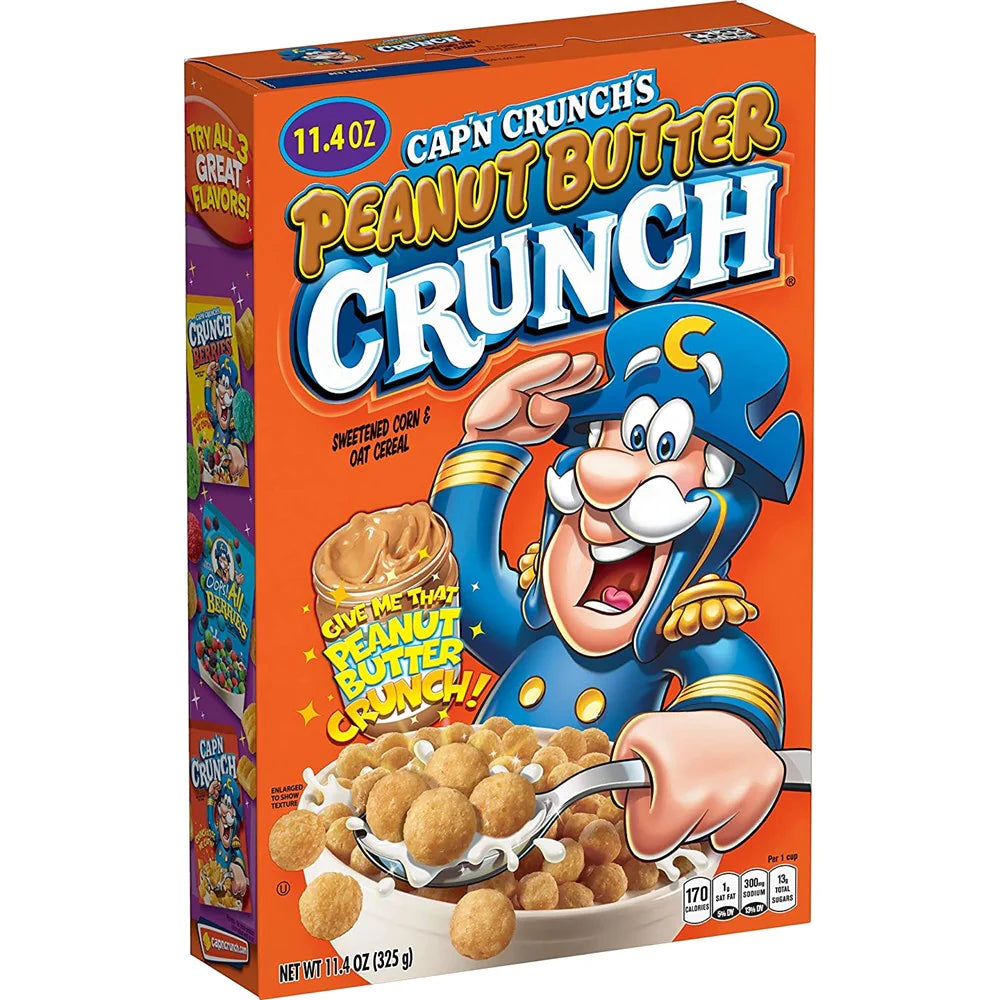 Captain Crunch Peanut Butter Cereal 325g (USA) *PAST BEST BEFORE DATE MAY/JUNE2024** READ DESCRIPTION**