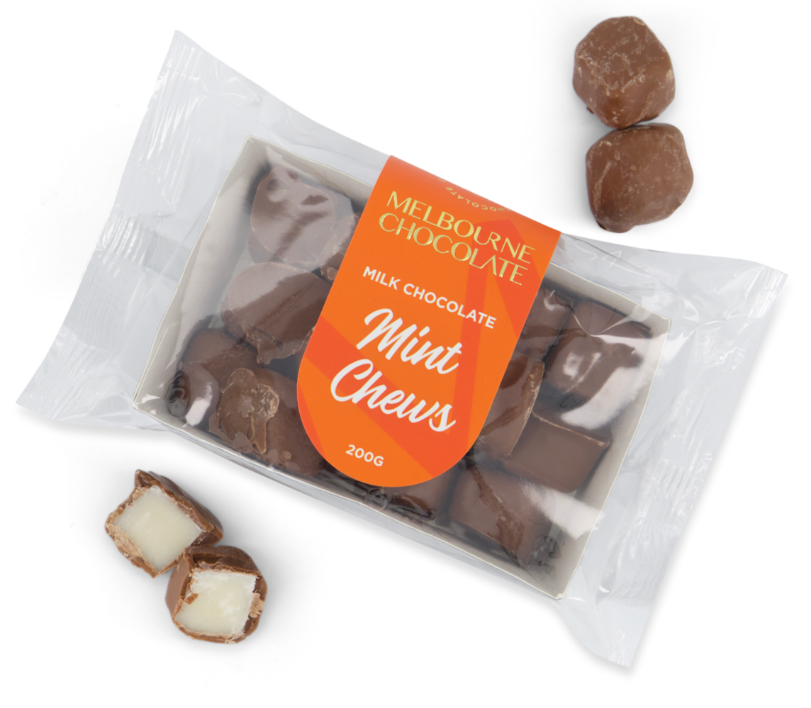 Premium Milk Chocolate Coated Peppermint Chews 200g (Old White Knight)