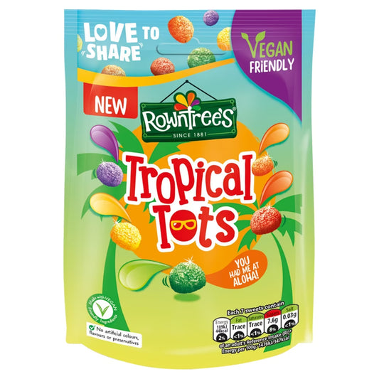 UK Rowntrees Tropical Tots *Vegan* Friendly Sweets Sharing Bag 140g