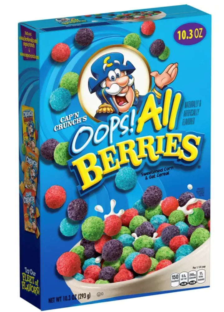 Captain Crunch ALL Berries Cereal 293g (USA) *PAST BEST BEFORE DATE MAY/JUNE2024***READ DESCRIPTION**
