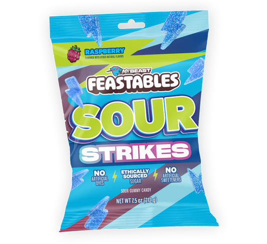 *NEW* Feastables Sour Strikes Raspberry 213g