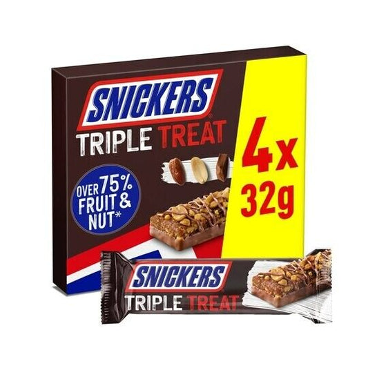 Snickers Triple Treat Bar  4 Pack (UK)