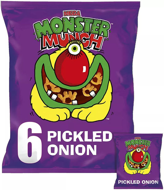 Walkers Monster Munch Pickled Onion Multipack Snacks (6x20g) 120g (UK)