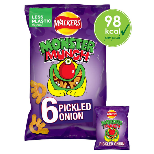 Walkers Monster Munch Pickled Onion Multipack Snacks (6x20g) 120g (UK)